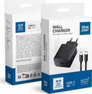 Karikues Blue Star Mains, 20W PD 3A, portë USB C me kabllo Type C, i bardhë