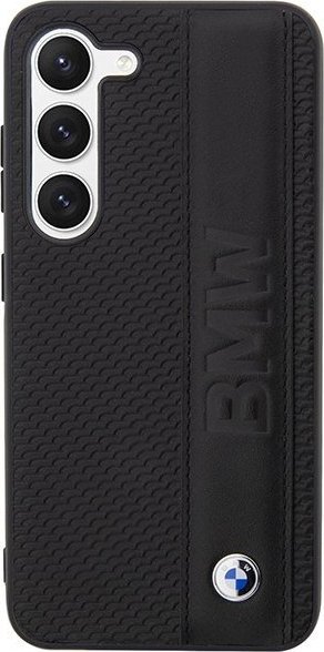 Mbulesë telefoni BMW BMHCS23M22RDPK, për Samsung Galaxy S23 Plus, hardcase, lëkurë teksturë me shirit, e zezë