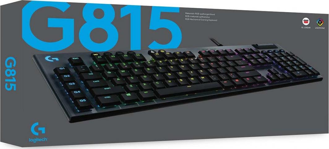 Tastierë gaming Logitech G815 LIGHTSYNC RGB, mekanike, me profil të ulët, e zezë