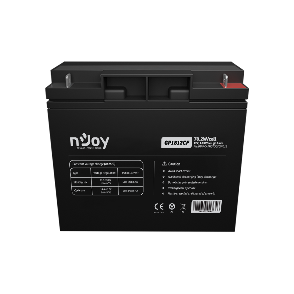 Bateri rezervë NJoy GP1812CF, 12V, 70.2W per qeli, e zezë
