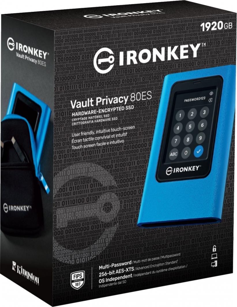 Disk i jashtëm SSD Kingston IronKey Vault Privacy 80 1.92TB, i kaltër/ i zi