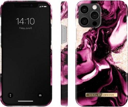 Mbulesë telefoni iDeal Of Sweden Golden Ruby Marble për iPhone 12 12 Pro, TPU, e artë e kuqe