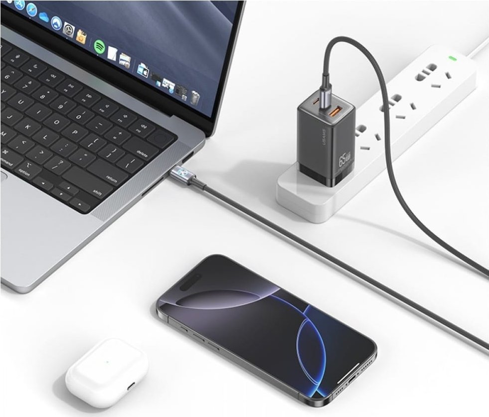 Kabllo USB Usams Huan SJ752, USB C në USB C, 1.2m, 60W, gri