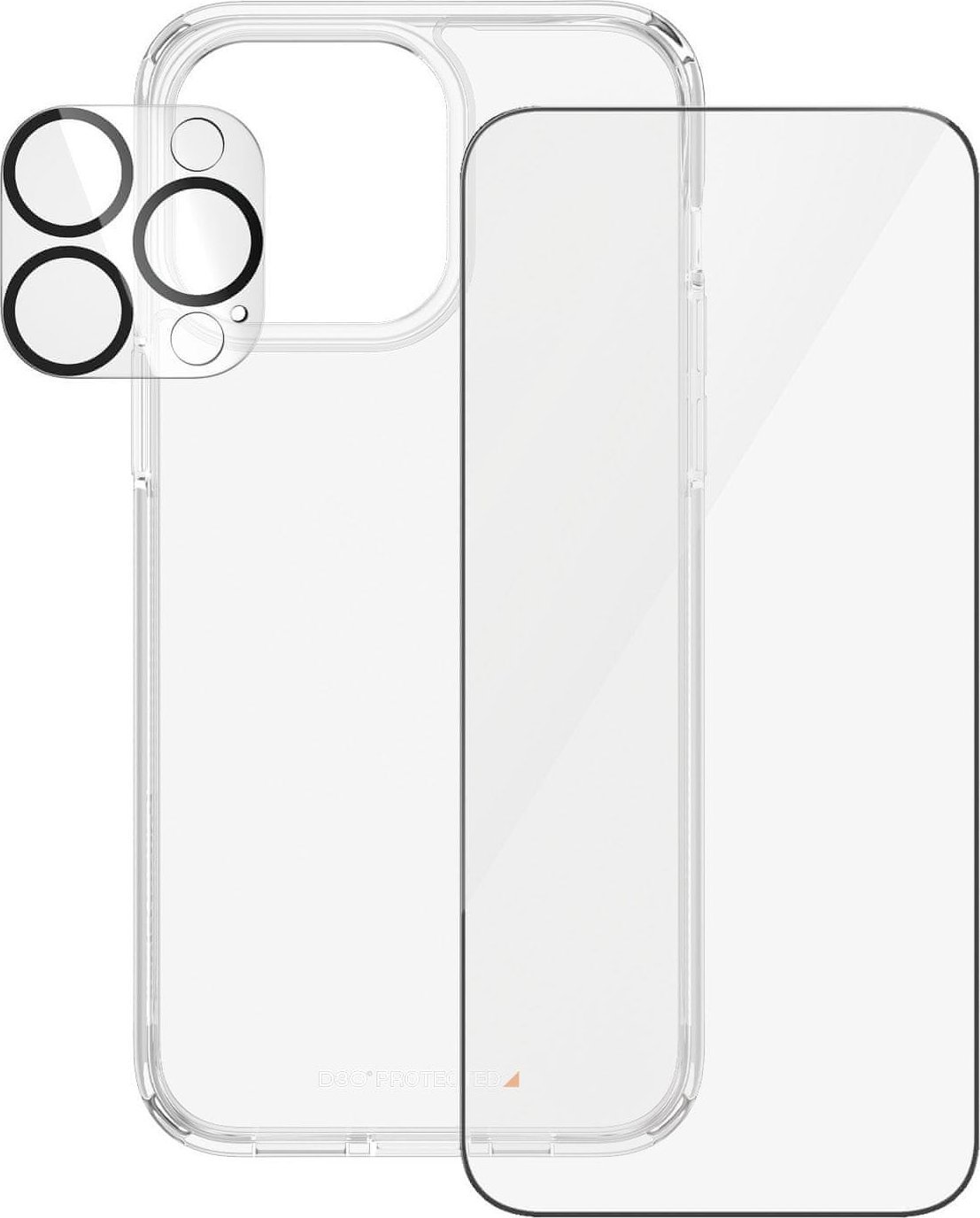 Set mbrojtës PanzerGlass për Apple iPhone 15 Pro Max, ClearCase me D3O, xham mbrojtës UWF, mbrojtës kamere transparent