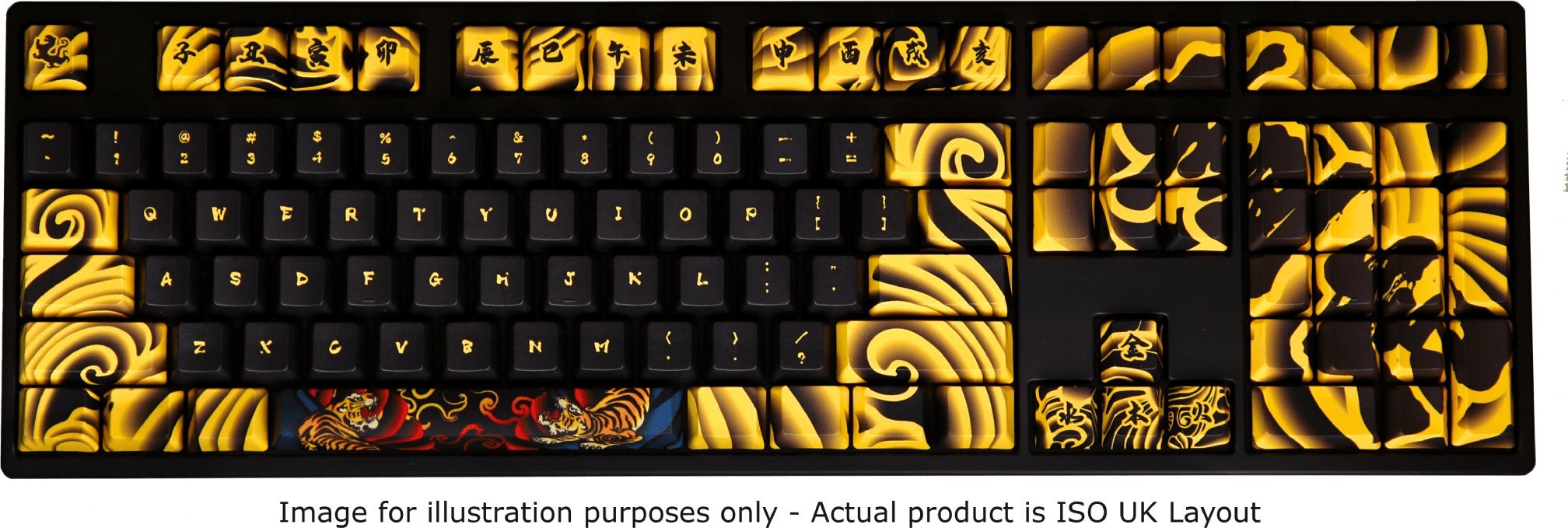 Set kapakësh tastiere Traitors TIGER SKETCH Limited, PBT, layout UK ISO, zi e verdhë