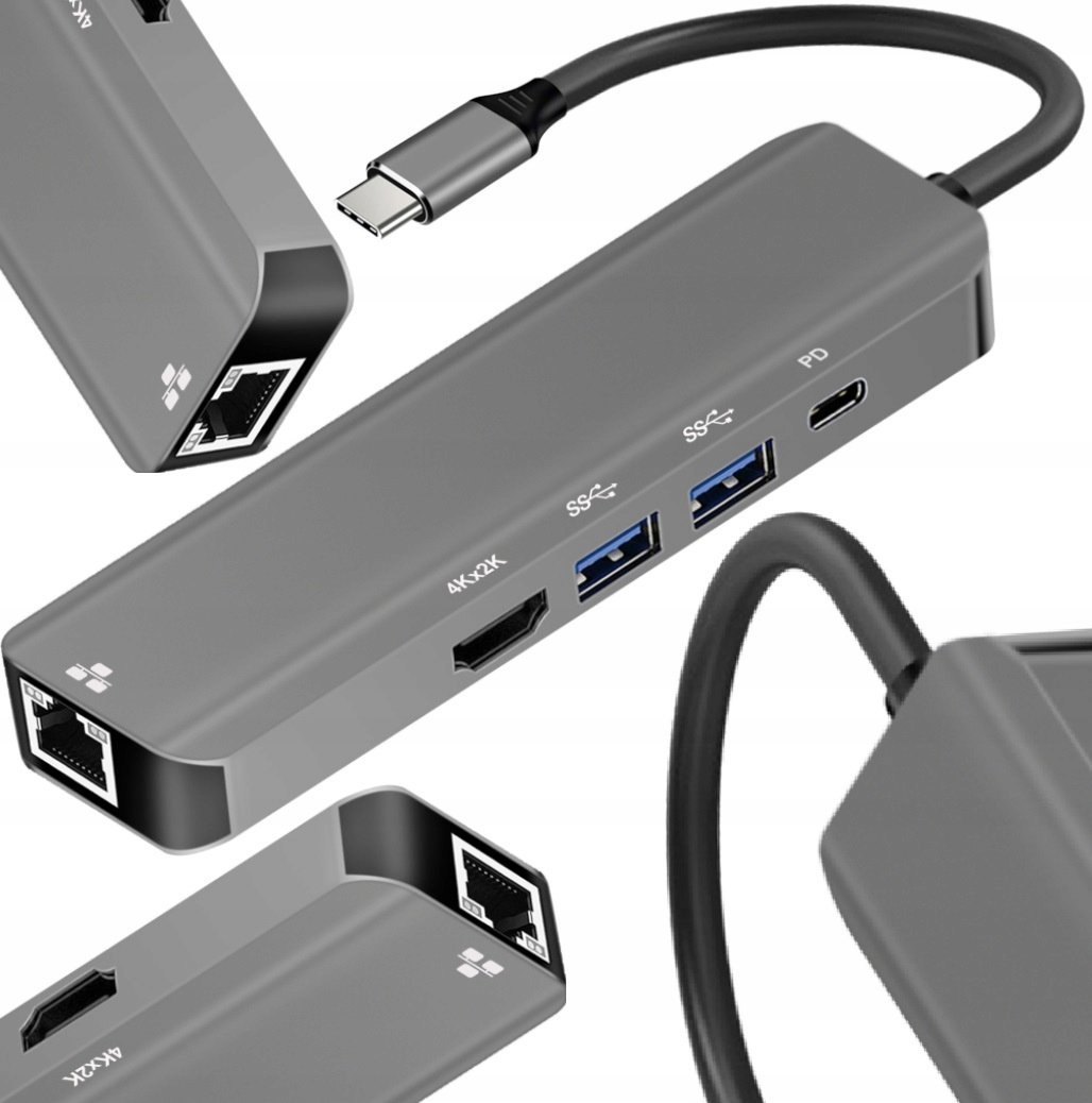 Adapter USB ART OEM C17, USB C në HDMI 4K 60Hz, USB 3.0, 15cm, gri alumini