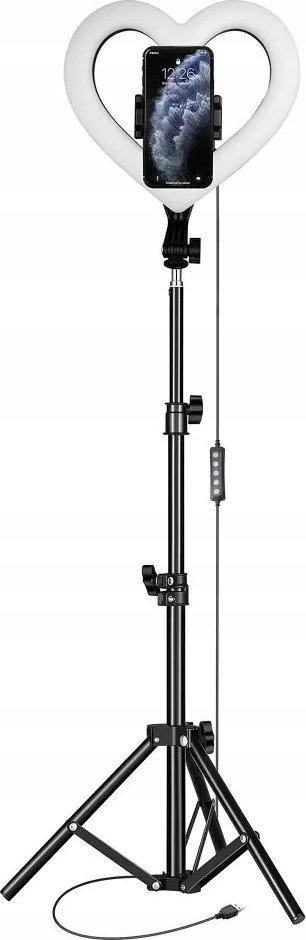 Unazë drite LED Heart Stream RGB, 10", tripod 2.1 m, me mbajtëse telefoni