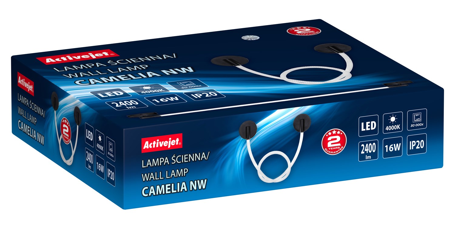 Dritë muri LED Activejet AJE-CAMELIA, dritë neutrale, e zezë