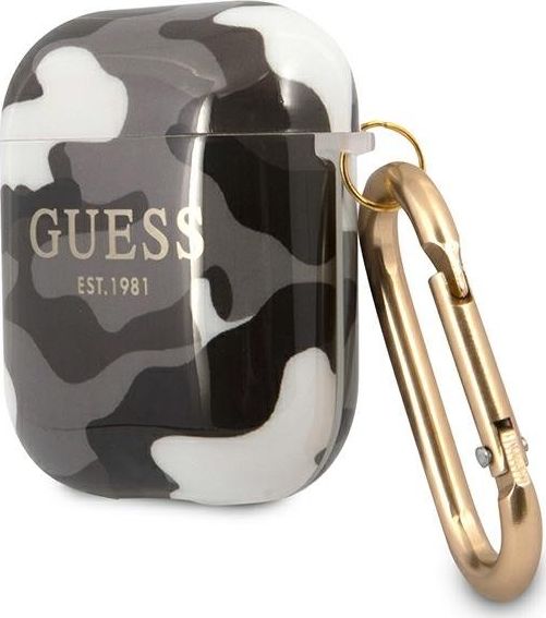Këllëf mbrojtës Guess GUA2UCAMG Camo për AirPods 1/2, TPU, gri kamuflazh