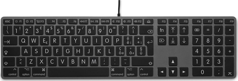 Tastierë LMP Large Font USB Keyboard, 110 taste, me kabëll USB dhe 2x USB, alumini space gray, italiane