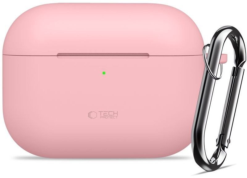 Kuti mbrojtëse Tech-Protect për Apple AirPods Pro 3, silikon, me karabinë, rozë