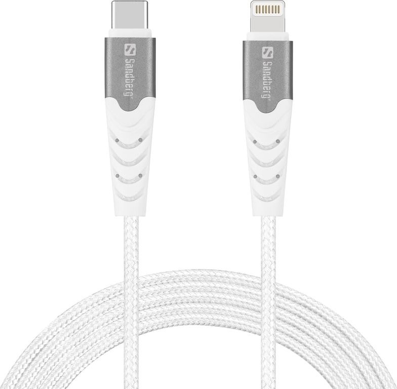 Kabllo Sandberg USB C në Lightning PRO, 2m, PD, e bardhë