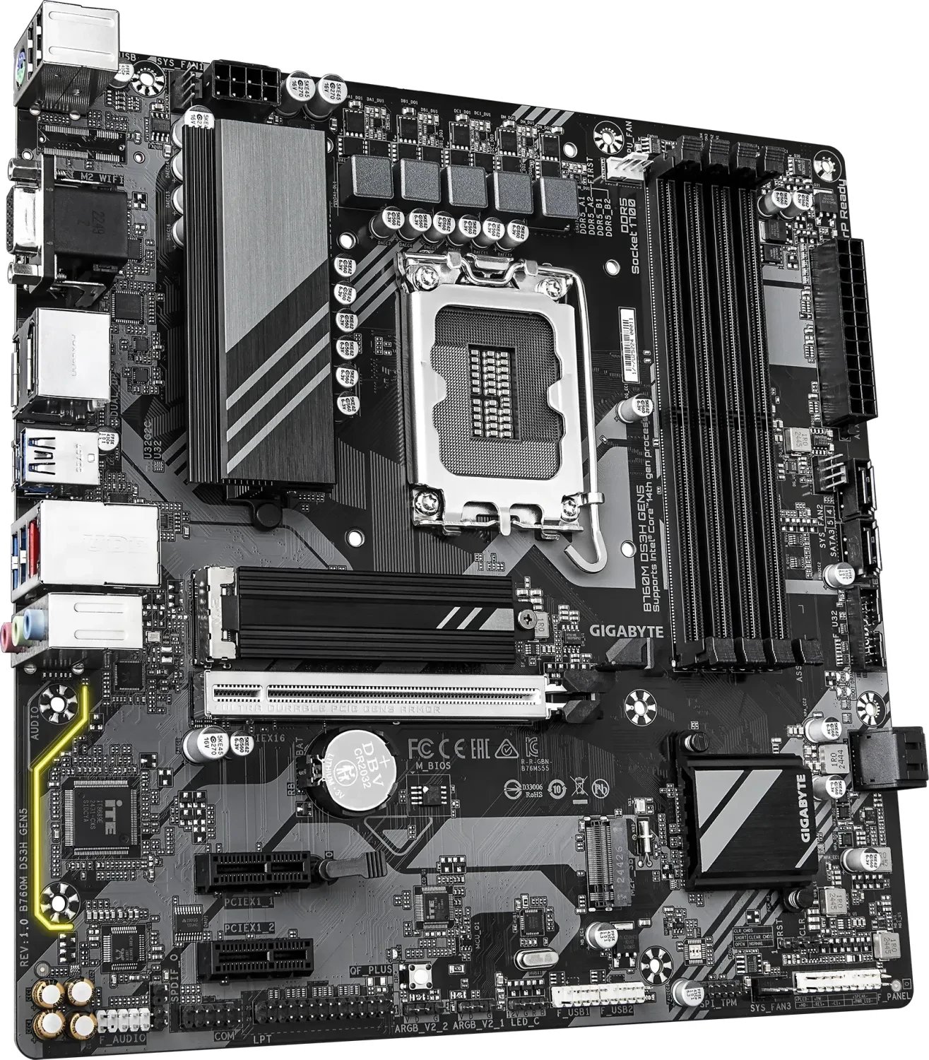 Pllakë amë GIGABYTE B760M DS3H GEN5, Intel 12 14 Gen, DDR5, Micro ATX