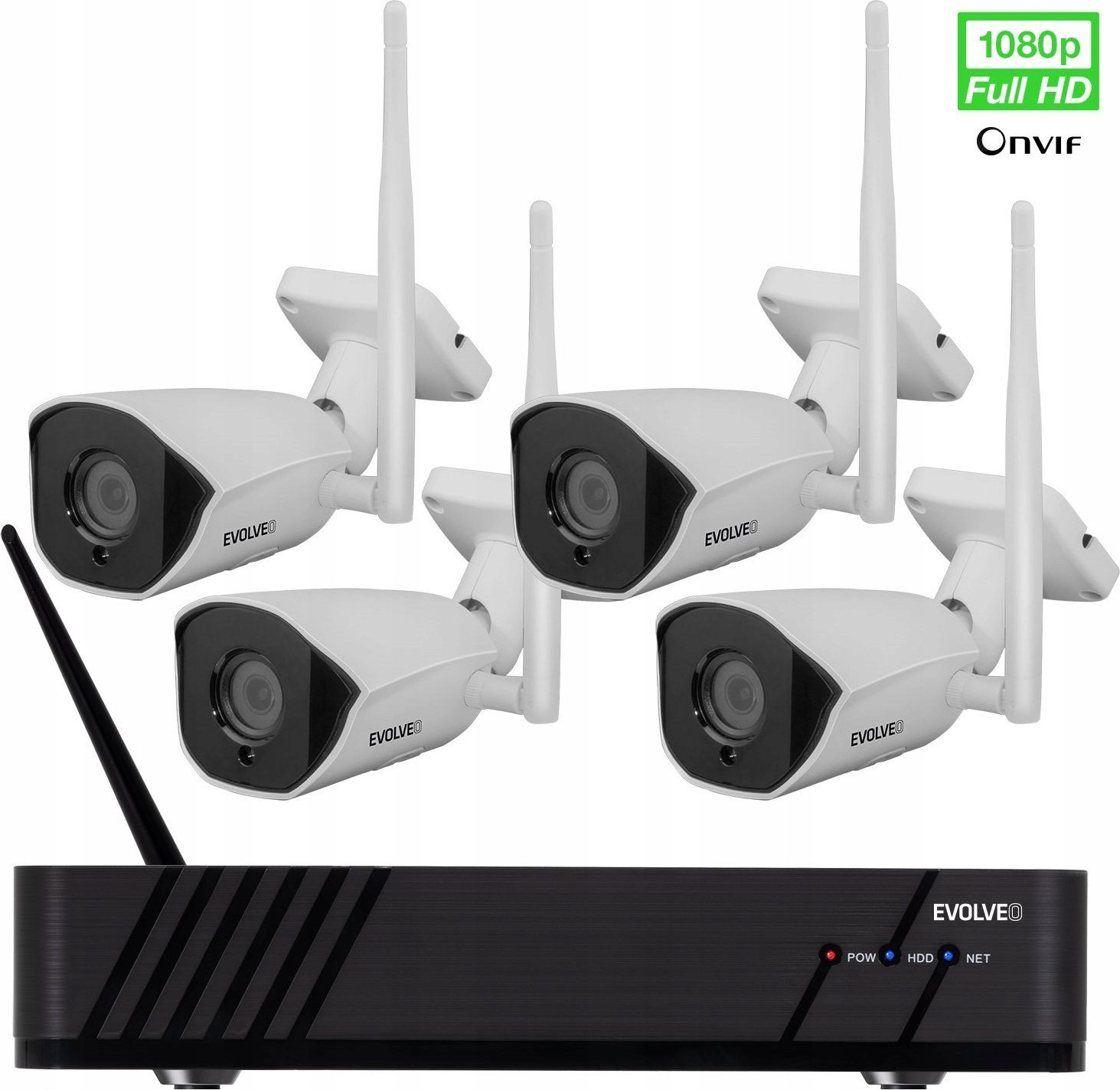 Sistem kamerash pa tela EVOLVEO Detective WN8 SMART, 8 kanale Full HD, 4 kamera IP66, i bardhë