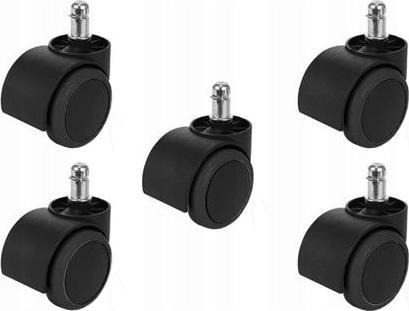 Rrota zyre gome për karrige rrotulluese, set 5 copë, pin 11mm, të zeza