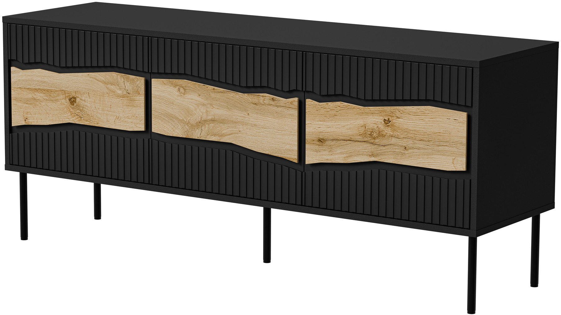 Kabinet TV Cama Meble Fellini 3D, 143.5x40x61.5 cm, me LED, i zi