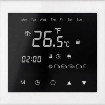 Termostat programues Thermoval TVT 30 BB, për ngrohje nën dysheme, ekran me prekje, i bardhë