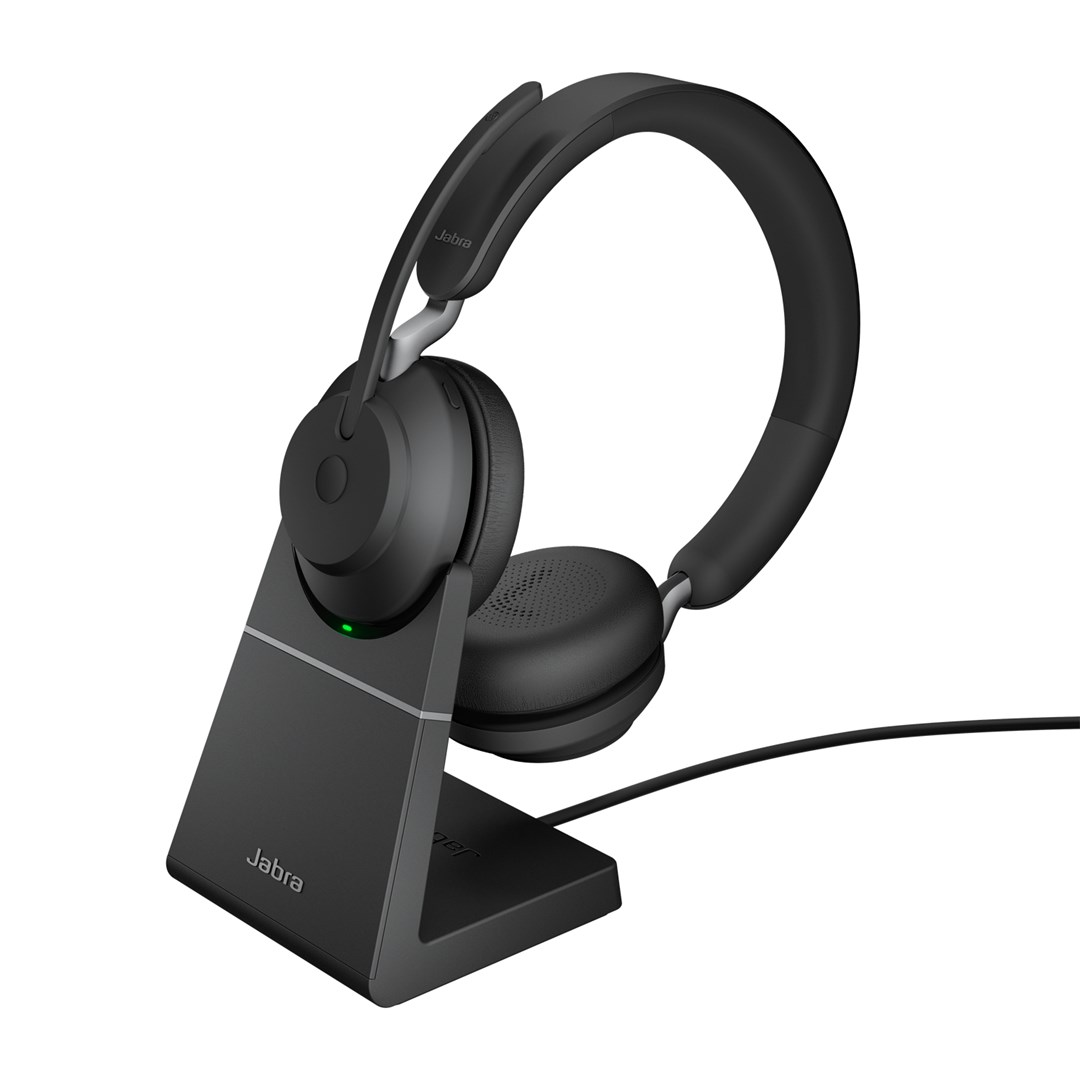 Kufje Jabra Evolve2 65, USB C, stereo, me bazë karikimi, të zeza