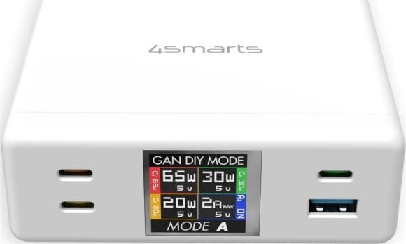 Karikues tavoline 4smarts GaN DIY MODE 130W, 4 porta USB, i bardhë