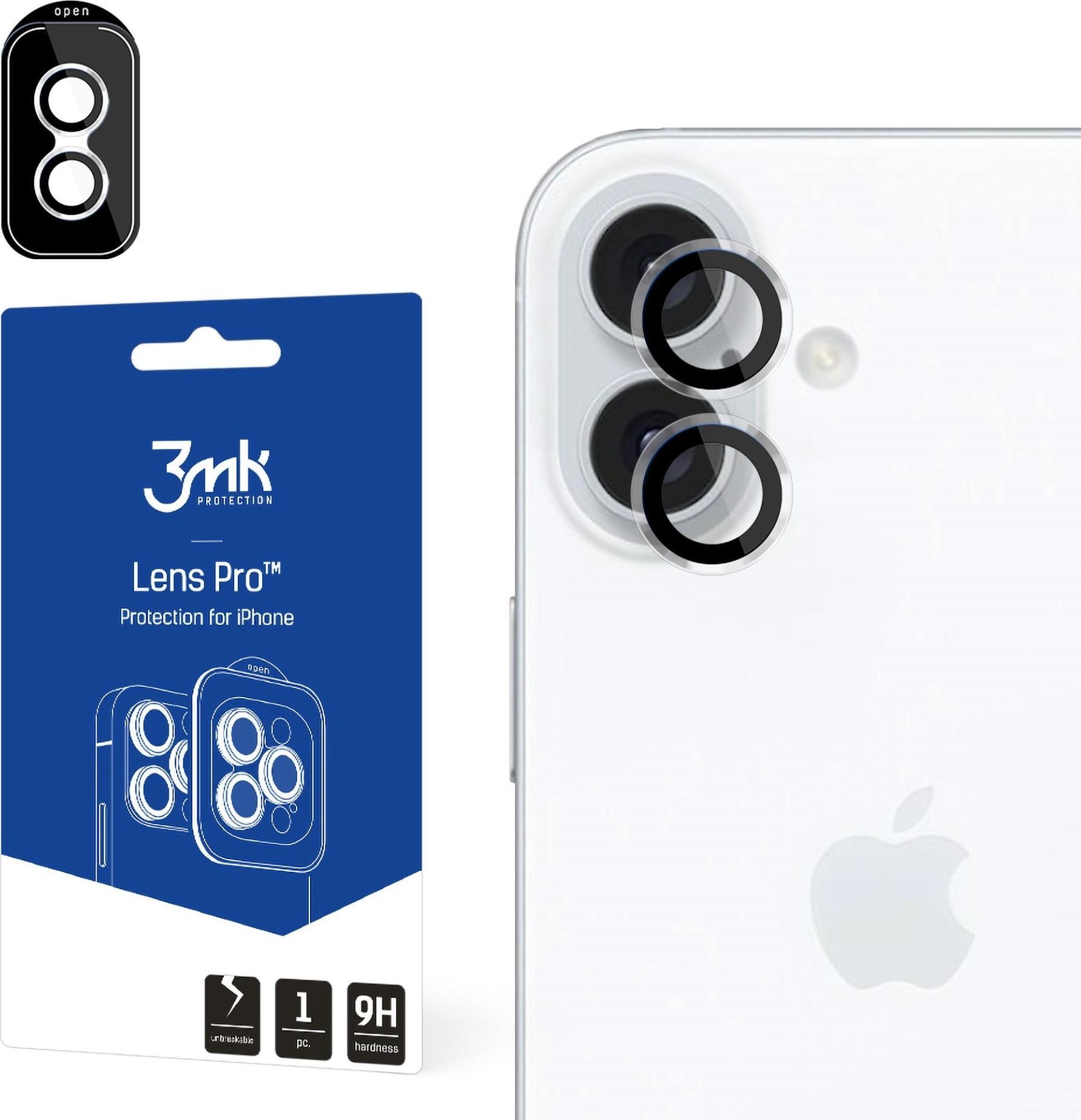 Заштита за леќи 3МК Lens Protection Pro за iPhone 16 16 Plus, стакло 9H, транспарентна