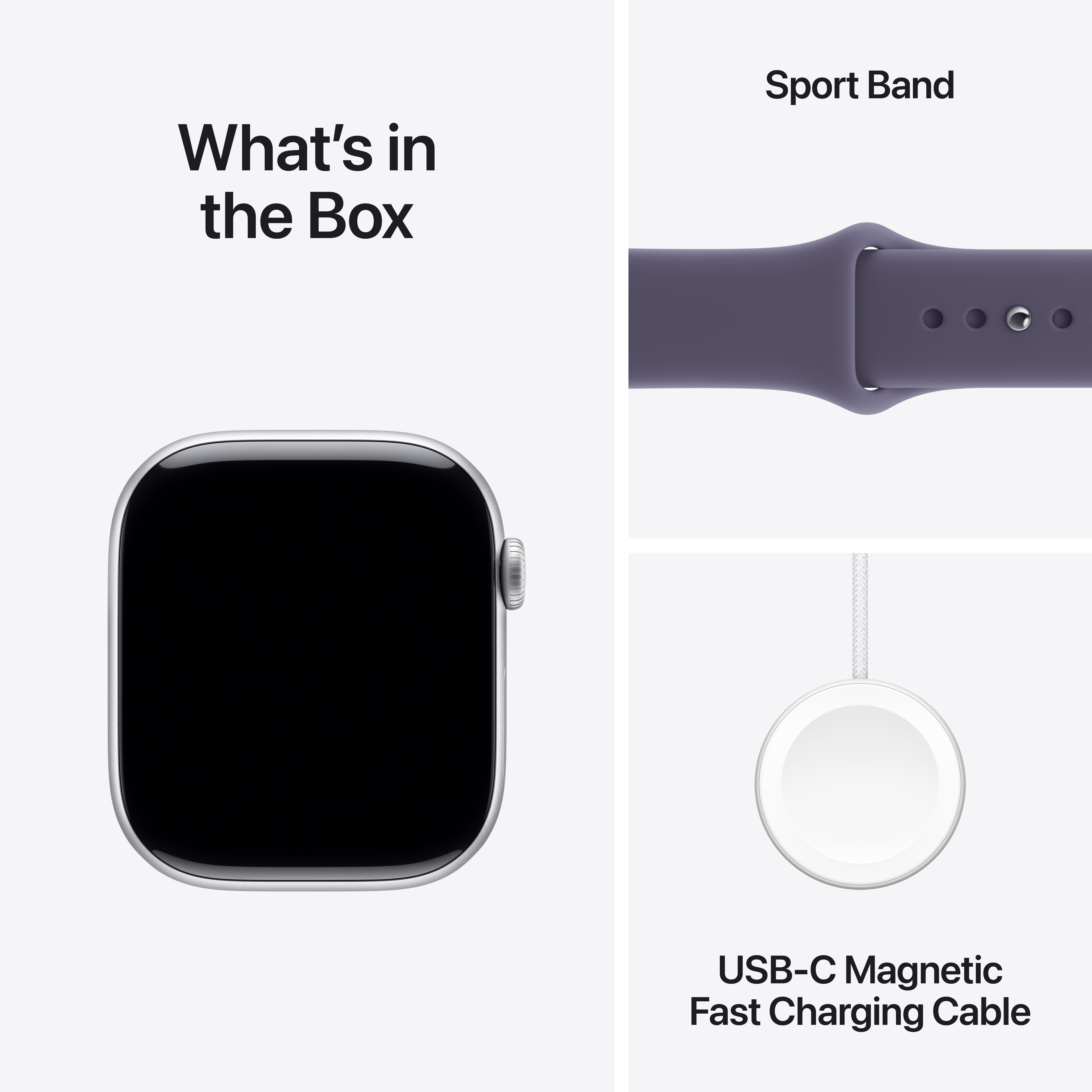 Apple Watch Series 11 GPS 46mm Silver Aluminium Case with Purple Fog Sport Band, M/L
