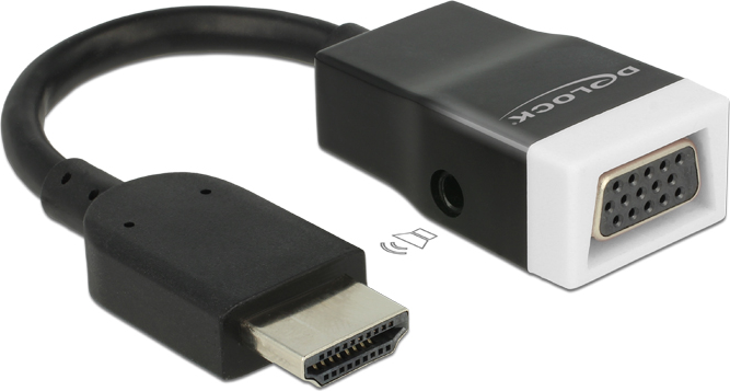Delock адаптер AV HDMI - D-Sub (VGA) + приклучок, 3,5 мм, црн