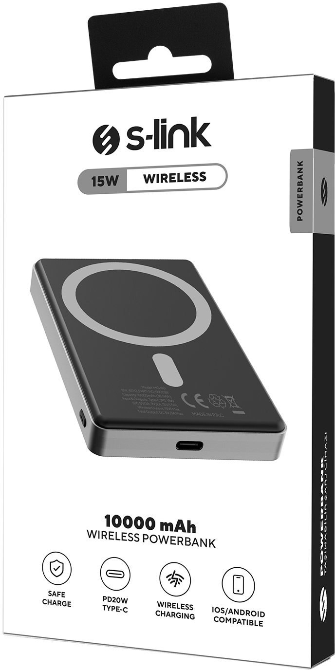 Powerbank S-link MG110, 10000mAh, MagSafe 15W PD 20W, gri metalik