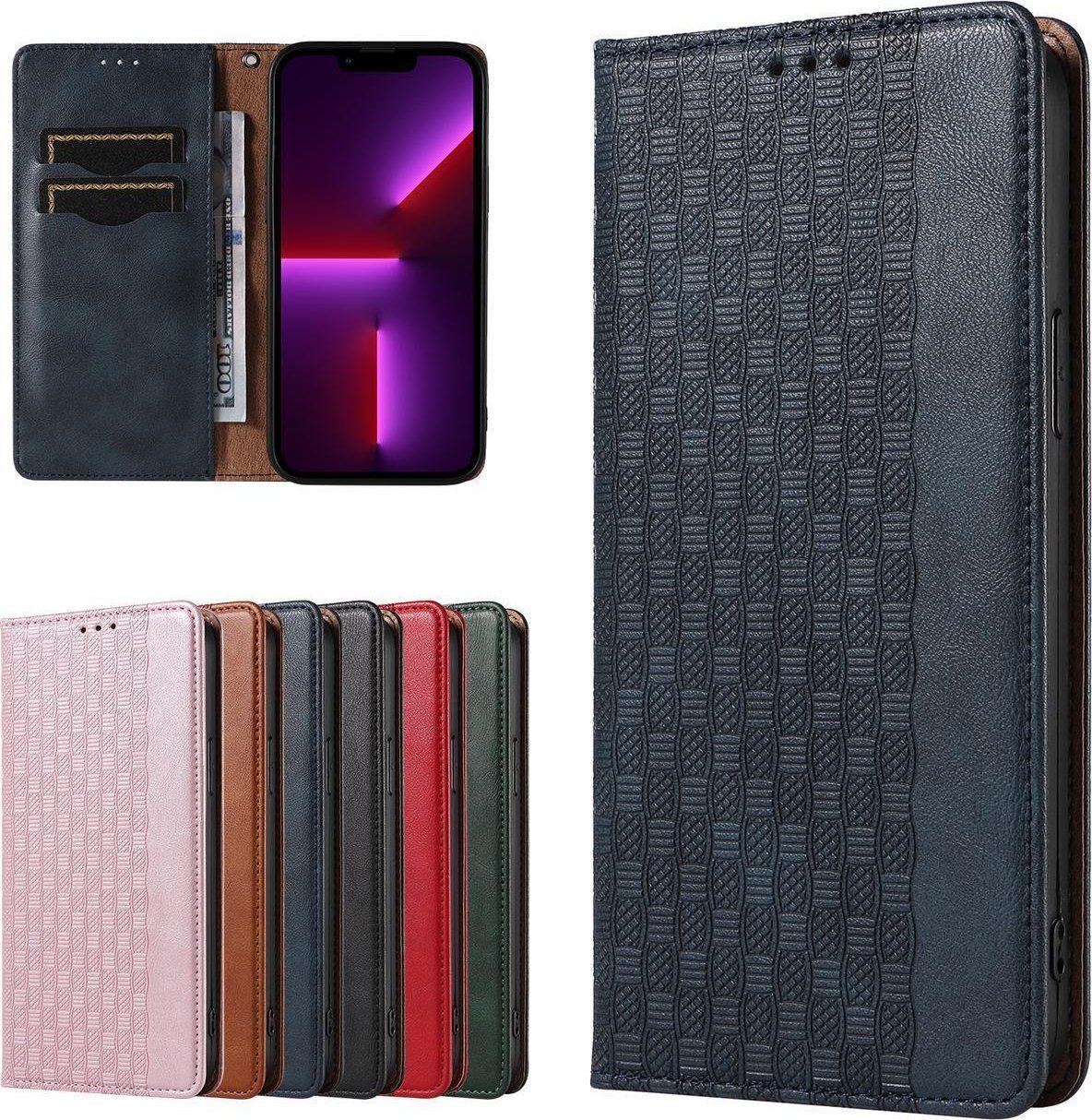 Këllëf telefoni Hurtel Magnet Strap Case për Samsung Galaxy S23 Ultra, me kapak portofol dhe stand, blu