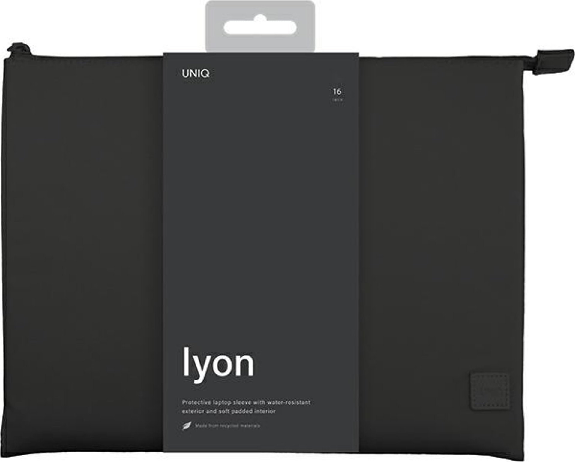 Çantë mbrojtëse laptopi Uniq Lyon, 16", rPET i papërshkueshëm nga uji, e zezë