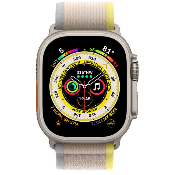 [OUTLET] Apple Watch Ultra Cellular 49mm, Titanium Case me Yellow/Beige Trail Loop, M/L