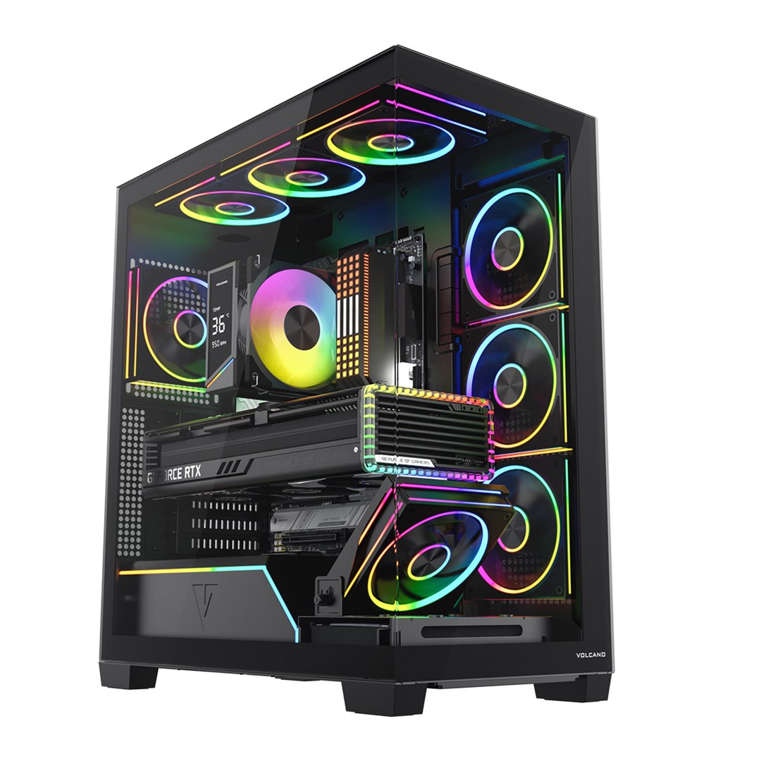 Kase PC Modecom Volcano Stellar Plus 5F ARGB, ATX, xham i temperuar, e zezë