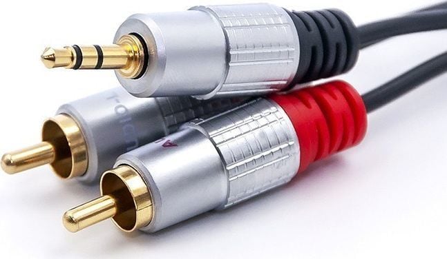 Kabllo audio Qoltec Jack 3.5mm në 2x RCA, 2m, e zezë