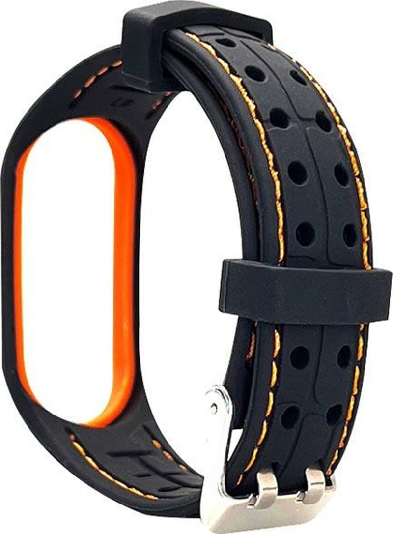 Rrip dore Beline për Xiaomi Mi Band 7, silikon, zi portokalli