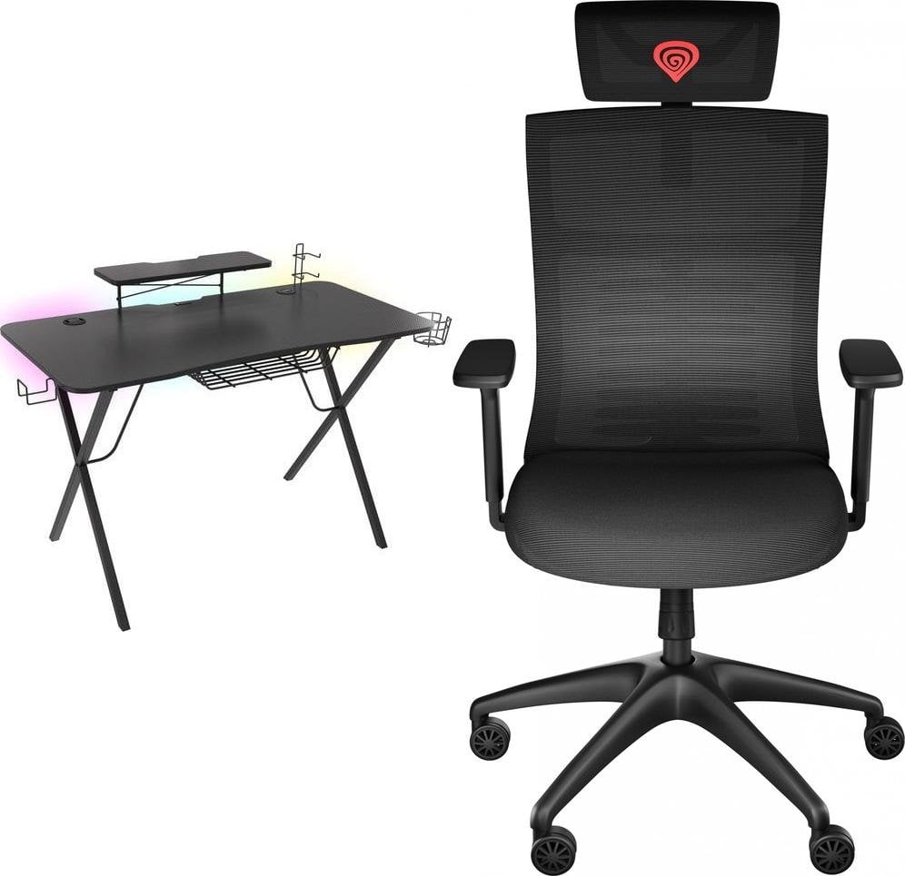 Tavolinë gaming Genesis Holm 300 RGB, 120x60 cm, e zezë