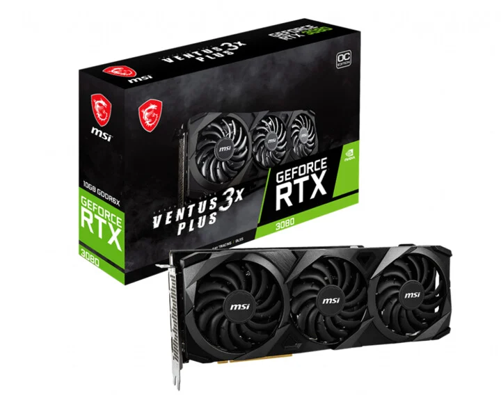 [OUTLET] Kartë grafike MSI GeForce RTX 3080 VENTUS 3X PLUS 10G OC, LHR, 10GB GDDR6X, II