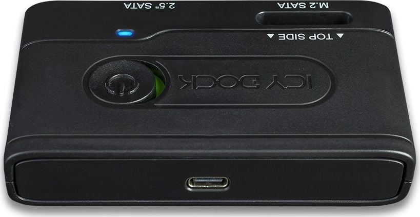 Kuti eksterne për disk Icydock EZ Adapter MB031U-1SMB, 2.5" SATA dhe M.2 SATA, USB-C 3.2 Gen 1, e zezë