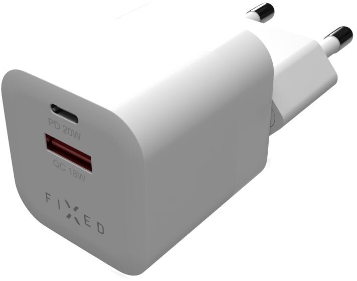 Karikues FIXED Mini me USB-C + USB-A, PD & QC 3.0, 20W, i bardhë