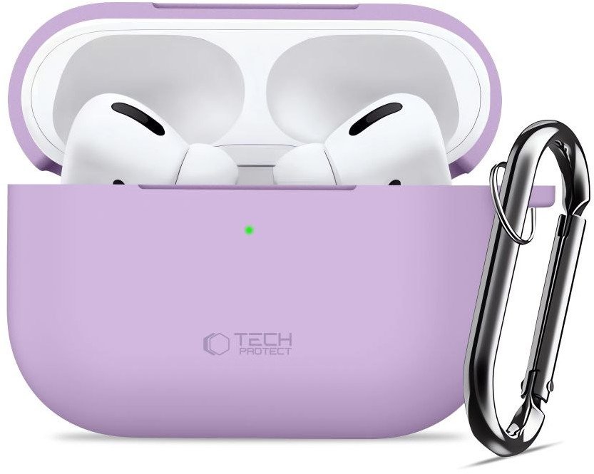 Kuti mbrojtëse Tech-Protect për AirPods Pro 3, silikon, me karabinë, lavender