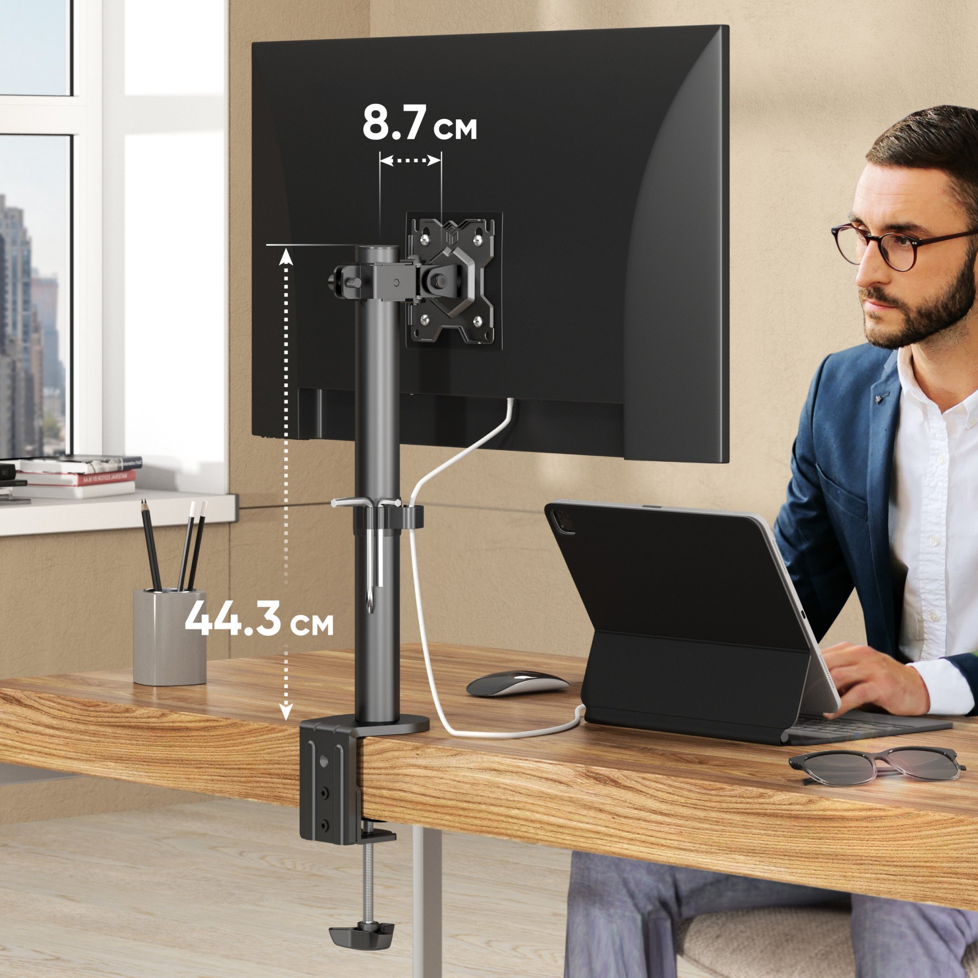 Mbajtëse muri për monitor Onkron D101E B, 13 34", VESA, e zezë
