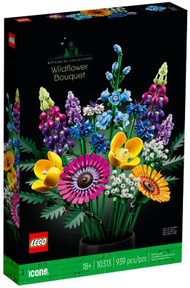 Set LEGO Icons Wild Flower Bouquet 10313, buqetë lulesh dekori, shumëngjyrëshe