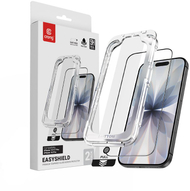 Xham mbrojtës CRONG EasyShield, 2 copë, për iPhone 17 17 Pro 16 Pro, 9H, me kornizë të zezë