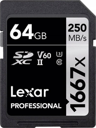 Kartë memorie Lexar Professional 1667x SDXC, 64GB, UHS-II U3 V60