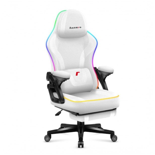 Karrige gaming Force 4.6 RGB, rrjetë, me mbështetëse këmbësh, e bardhë