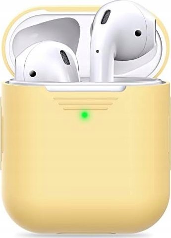Këllëf për kufje Apple AirPods, elastomer i qëndrueshëm, me karabinë, i zi