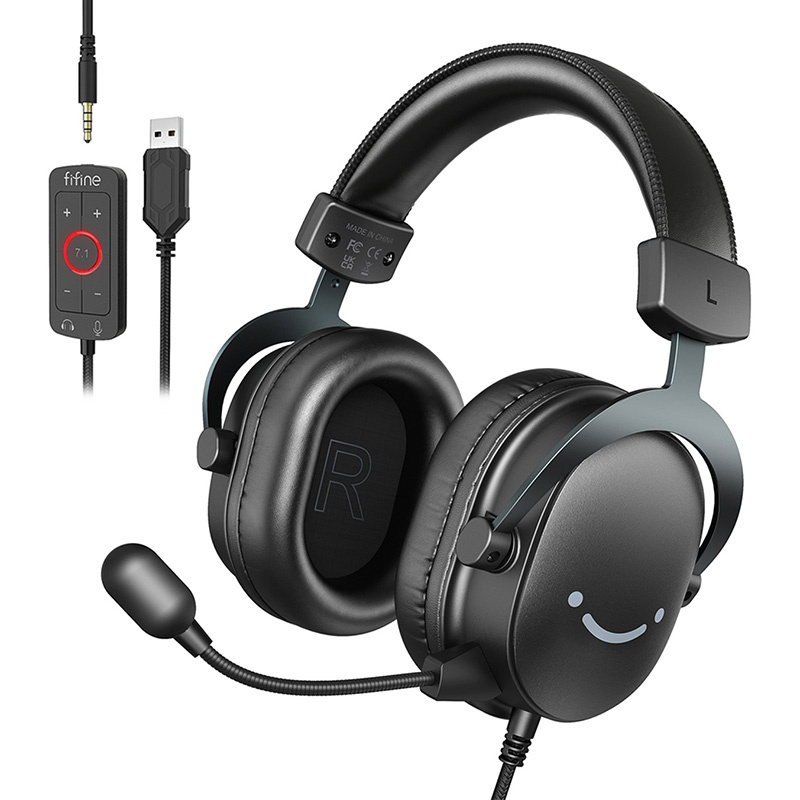 Kufje gaming FIFINE AmpliGame H9, USB 7.1 surround, me mikrofon, të zeza