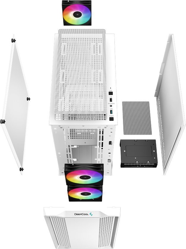 Kuti PC Deepcool CC360 ARGB, mini tower, xham i temperuar, e bardhë