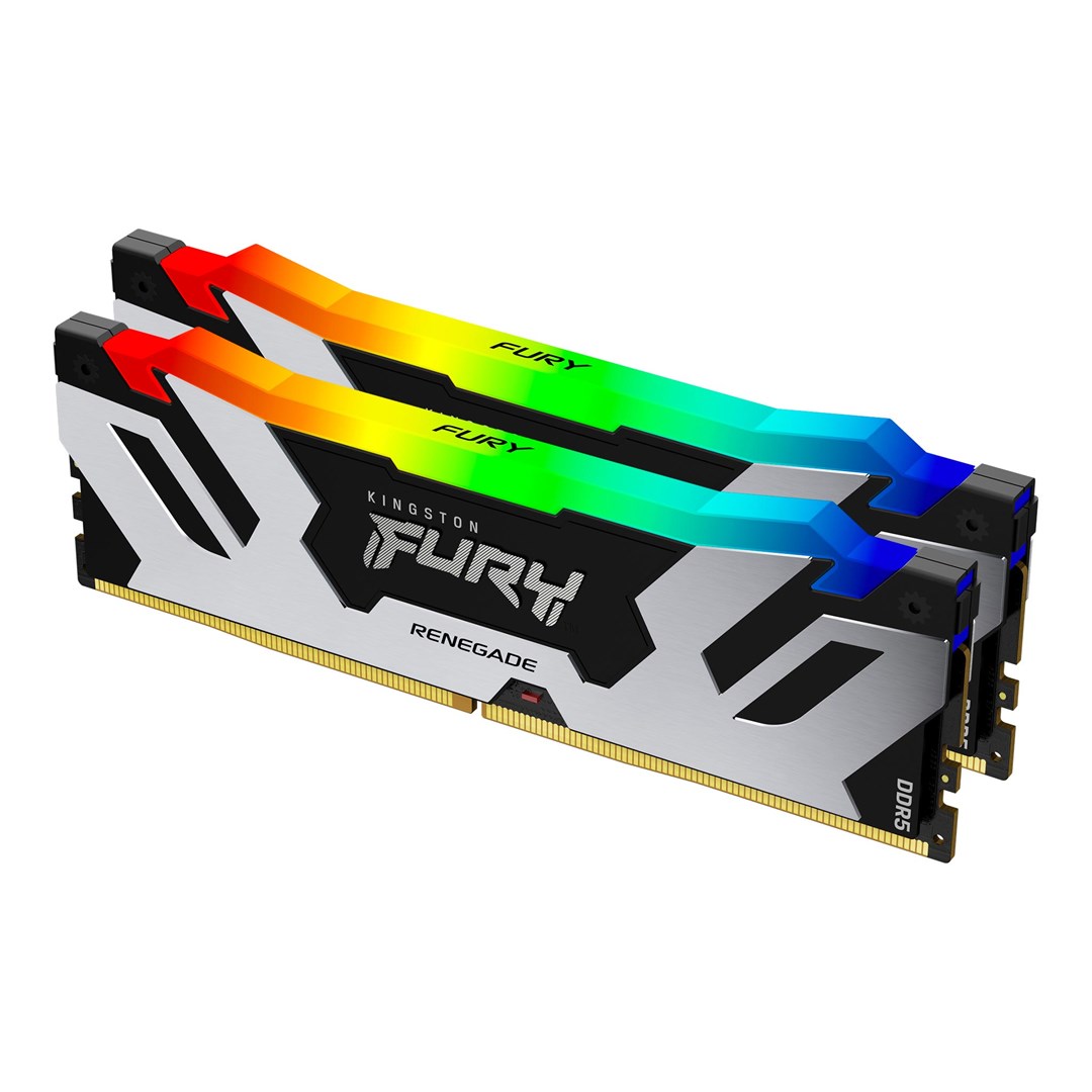 Memorie RAM Kingston FURY Renegade RGB, 32GB (2x16GB), DDR5, 6000MT/s, e argjendtë/e zezë