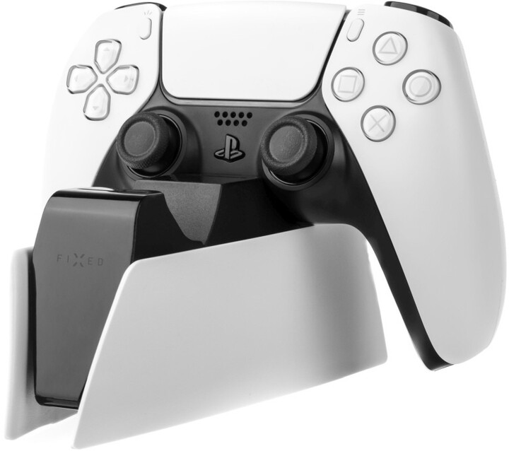 Stacion karikimi FIXED për dy kontrollues DualSense PlayStation 5 wireless, i zi / bardhë
