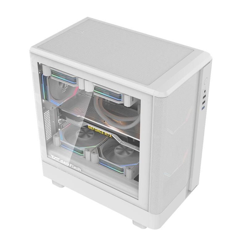Kasa kompjuteri Darkflash DB330M Mesh, ITX M-ATX, xham i temperuar, e bardhë