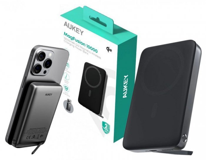 Power bank Aukey MagFusion, 10000mAh, 30W, gri